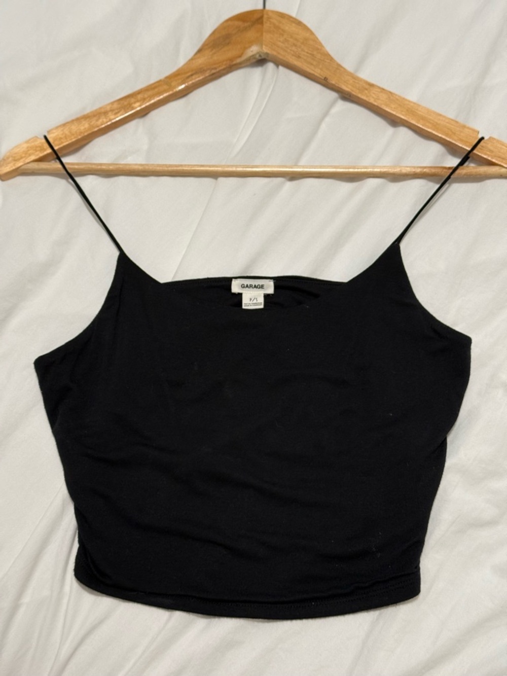 Garage Black Spaghetti Strap Crop Cami